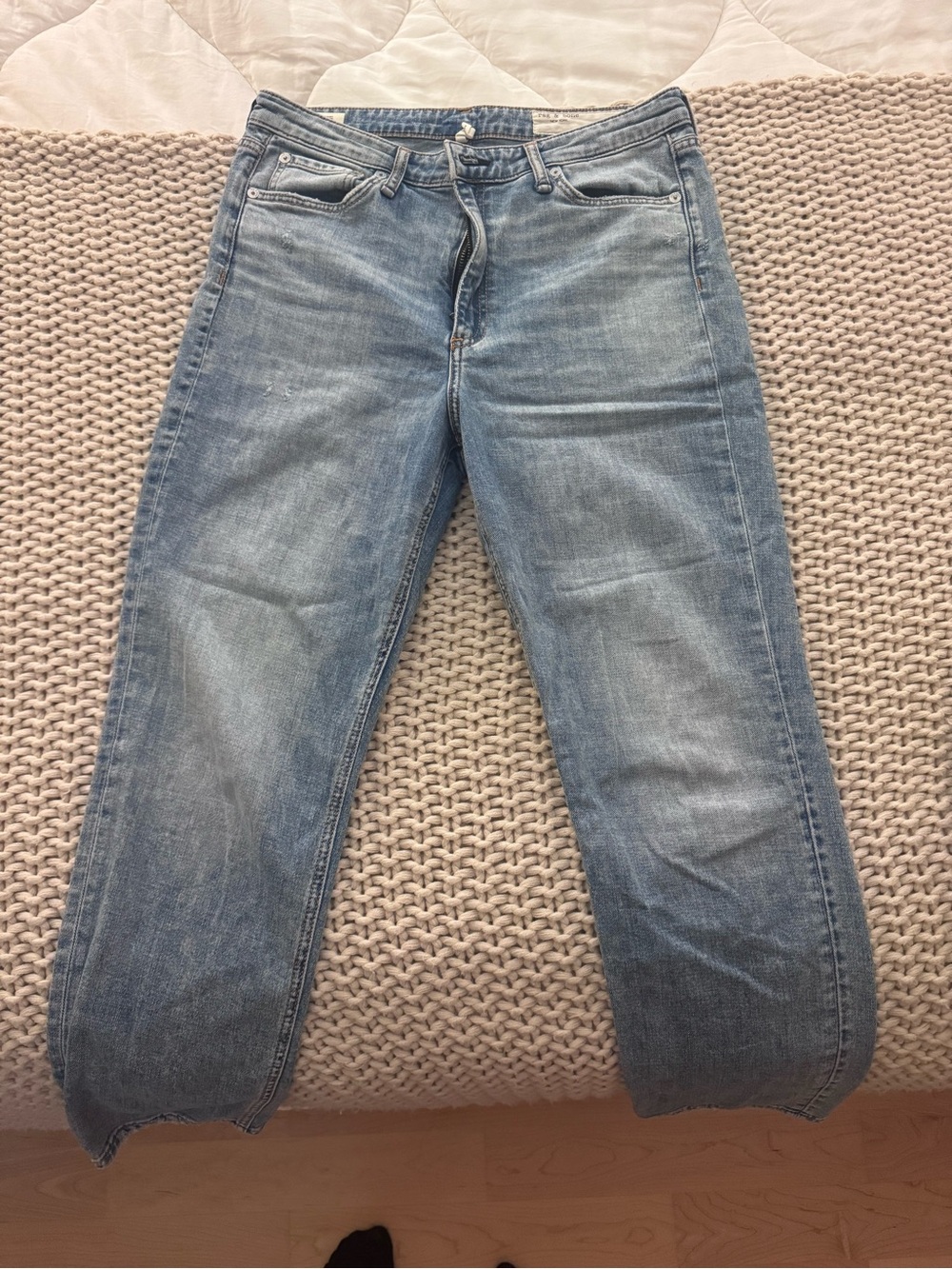 Rag & Bone Nina High-Rise Ankle Cigarette Light Blue Jeans
